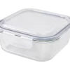 Clear & Indigo Glass Square Food Storage Container, (40 Oz.)