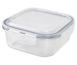 Clear & Indigo Glass Square Food Storage Container, (40 Oz.)