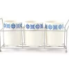White & Blue Geometric Flatware Caddy Set