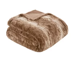 Marselle Stripe Faux Fur Bed Throw, (80" X 96") -Home Decor Store 810598168 2