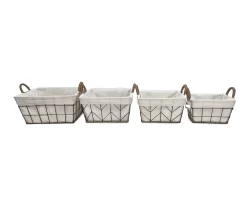 Chevron Wire Basket With Linen Liner -Home Decor Store 810598383 810598384 810598385 810598386