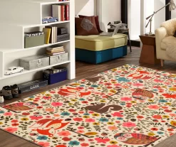 Mohawk Enchanted Forest Beige & Coral Area Rug -Home Decor Store 810599751 A0 4