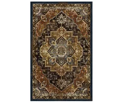 Eason Brown & Navy Ornamental Area Rug, (5' X 8')