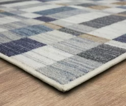 Avenue Blue & White Line Blocks Area Rug, (2' X 8') -Home Decor Store 810600288 A8 1