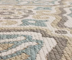 Waterside Light Gray & Turquoise Geometric Outdoor Area Rug, (2.5' X 6') -Home Decor Store 810600322 A8 3