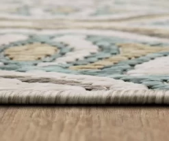 Waterside Light Gray & Turquoise Geometric Outdoor Area Rug, (2.5' X 6') -Home Decor Store 810600322 A8 4