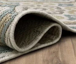 Waterside Light Gray & Turquoise Geometric Outdoor Area Rug, (2.5' X 6') -Home Decor Store 810600322 A8 5