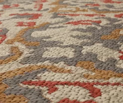 Coastal Desire Rust & Beige Ornamental Outdoor Area Rug, (2.5' X 6') -Home Decor Store 810600342 A8 3