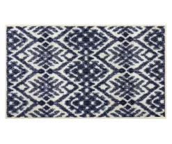 Oreille Navy & White Ikat Accent Rug, (20" X 34")