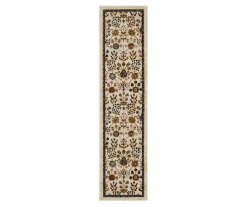 Muskberry Cream & Brown Floral Area Rug, (2' X 8')