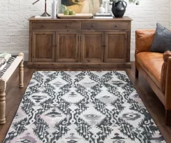 Hip Ikat Charcoal & Gray Area Rug, (5' X 8') -Home Decor Store 810600596 A0 3