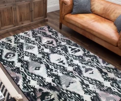 Hip Ikat Charcoal & Gray Area Rug, (5' X 8') -Home Decor Store 810600596 A0 4