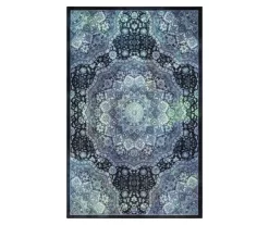 Joliet Black & Blue Mandala Area Rug, (2' X 3')
