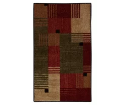 Alliance Red & Olive Patchwork Accent Rug, (20" X 34")
