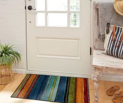 Blue, Orange & Green Stripe Accent Rug, (20" X 34") -Home Decor Store 810600668 A0 3