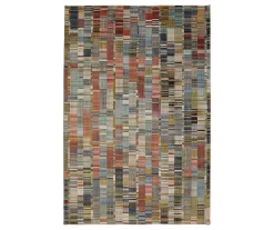 Iola Blue & Red Multi-Color Lines Area Rug, (8' X 11')