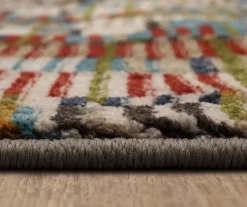 Iola Blue & Red Multi-Color Lines Area Rug, (8' X 11') -Home Decor Store 810600693 A8 4