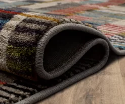 Iola Blue & Red Multi-Color Lines Area Rug, (8' X 11') -Home Decor Store 810600693 A8 5