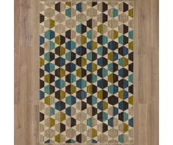 Brock Lagoon Blue & Olive Geometric Area Rug, (5' 3" X 7' 10") -Home Decor Store 810600746 A0 2