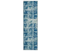 Navy & White Double Squares Area Rug, (2' X 7')