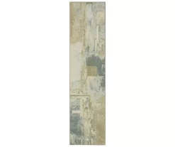 Fusion Tan & Beige Abstract Area Rug, (2' X 8')