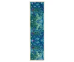 Rowland Teal & Green Ornamental Floral Area Rug, (2' X 8')