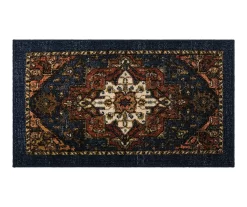 Tethys Navy & Brown Ornamental Accent Rug, (20" X 34")