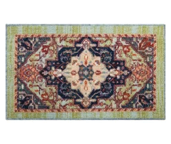 Tethys Green & Blue Ornamental Accent Rug, (20" X 34")