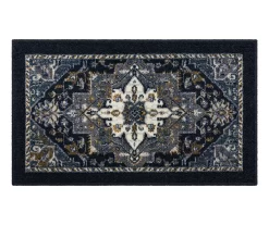 Tethys Navy & Charcoal Ornamental Accent Rug, (20" X 34")