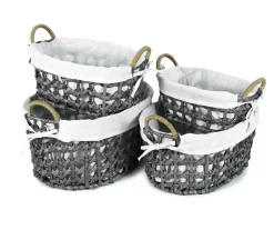 Gray Oval Basket With Linen Liner -Home Decor Store 810601801 810601802 810601803 8106018014