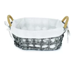Gray Oval Basket With Linen Liner -Home Decor Store 810601804