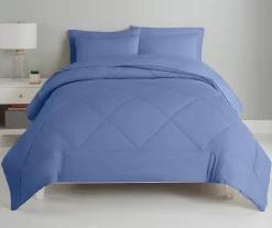Country Blue Diamond-Quilted Full 7-Piece Comforter Set