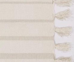 Amari Beige & Oatmeal Stripe Light-Filtering Rod Pocket Curtain Panel, (63") -Home Decor Store 810605557 810605590 810605591 A8 6