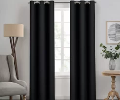 Kendall Black Blackout Grommet Curtain Panel, (63")