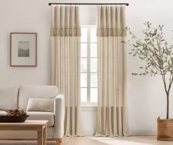 Lucinda Beige Light-Filtering Ring-Top Valance, (84")
