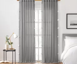 Ardmore Gray Tassel-Accent Light-Filtering Rod Pocket Curtain Panel, (84")