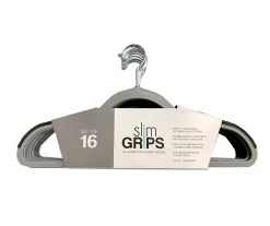 Gray Slim Grips Hangers, 16-Pack