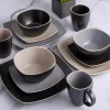 Taupe & Black Matte Two-Tone 16-Piece Dinnerware Set