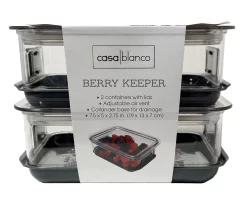 Casa Blanco Berry Keeper Plastic Food Storage Set, 2-Pack
