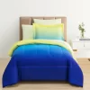 Euphoric Expression Blue Ombre Reversible Twin 6-Piece Bed-in-a-Bag Set