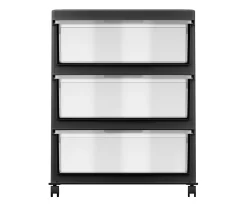 Black 3-Drawer Wide Storage Cart