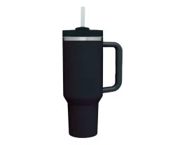 Black Stainless Steel Straw Tumbler, 40 Oz.