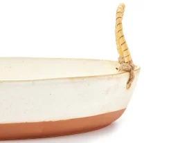 13.5" Artisan Ceramic Decorative Tray With Braided Handles -Home Decor Store 810609480 A8 1