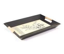Black & Beige Botanical Decorative Tray