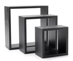 Black Cube 3-Piece Wall Shelf Set