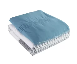 Hilden White & Blue Color Block Bedding Set -Home Decor Store 810611475 A7 3