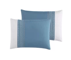 Hilden White & Blue Color Block Bedding Set -Home Decor Store 810611475 A7 4