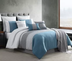 Hilden White & Blue Color Block Bedding Set -Home Decor Store 810611476 A3 2