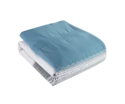 Hilden White & Blue Color Block Bedding Set -Home Decor Store 810611476 A7 3