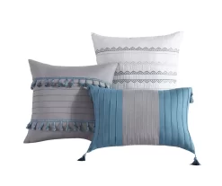 Hilden White & Blue Color Block Bedding Set -Home Decor Store 810611476 A7 5